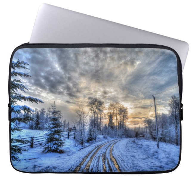 Cariboo Natature Ligcape Winter Sunrise Laptop Sleeve (Framsidan)