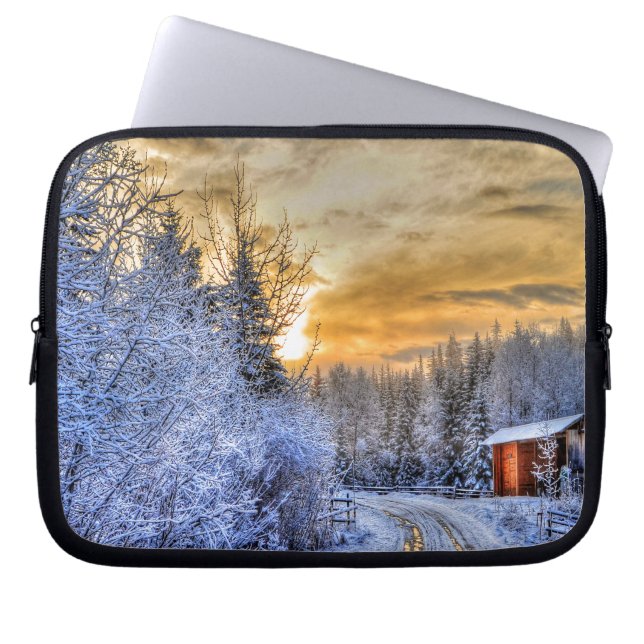 Cariboo Natature Ligcape Winter Sunrise Laptop Sleeve (Framsidan)