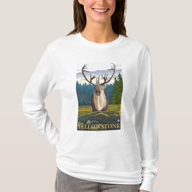 Caribou i vilda western Yellowstone, MT Tee Shirt (Framsida)