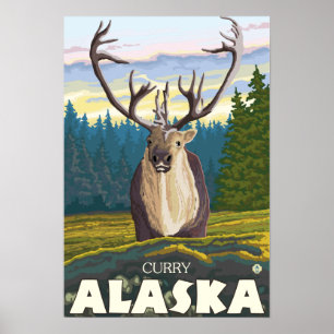 Caribou i vilden - curry, Alaska Poster