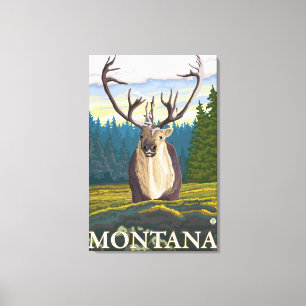 Caribou i vilden - Montana Canvastryck
