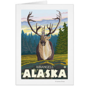 Caribou i vilden - Wrangell, Alaska Hälsningskort