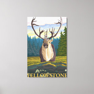 Caribou i vilden - Yellowstone medborgare Canvastryck