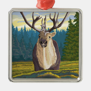 Caribou i vilden - Yellowstone medborgare Julgransprydnad Metall