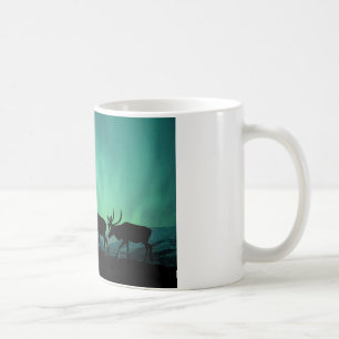 Caribou och nordligt ljus kaffemugg