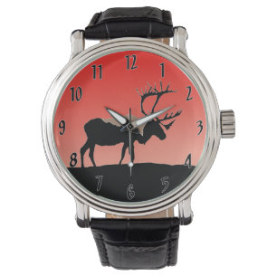 Caribou vid solnedgång - Original vilda djur konst Armbandsur