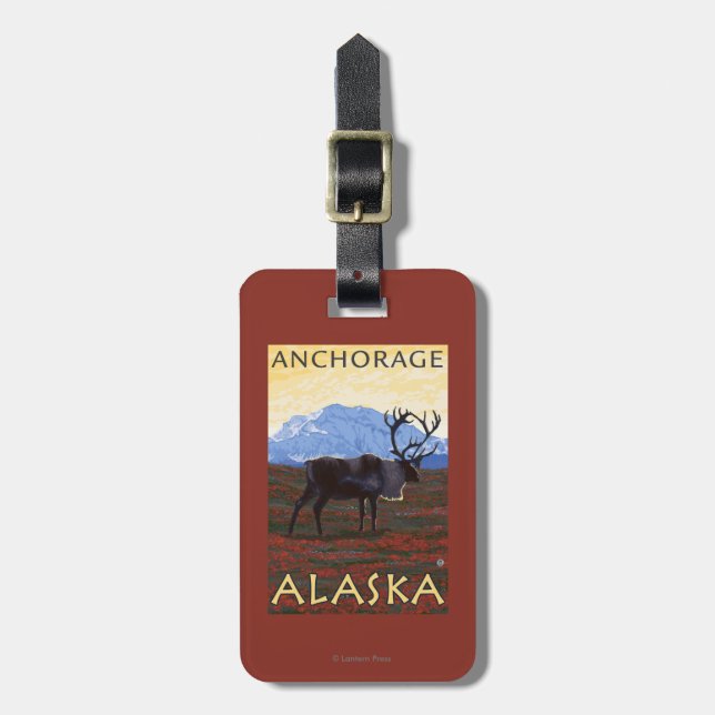 Caribouplats - ankring, Alaska Bagagebricka (Vertikal Framsida)