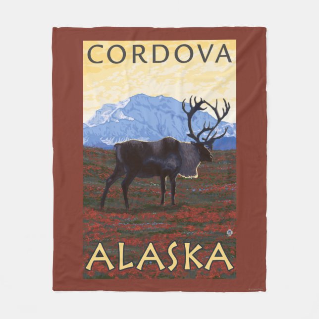 Caribouplats - Cordova, Alaska Fleecefilt (Framsidan)