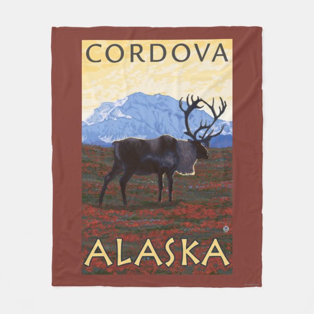 Caribouplats - Cordova, Alaska Fleecefilt (Framsidan)