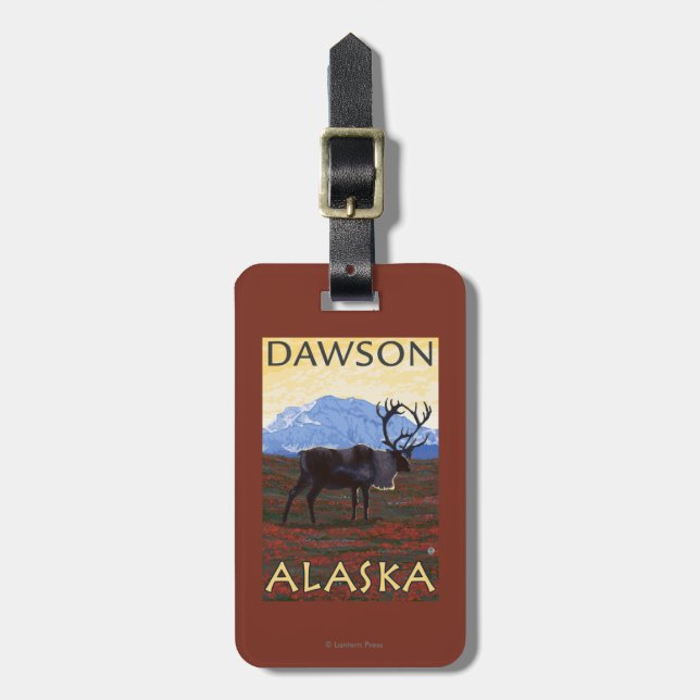 Caribouplats - Dawson, Alaska Bagagebricka (Vertikal Framsida)