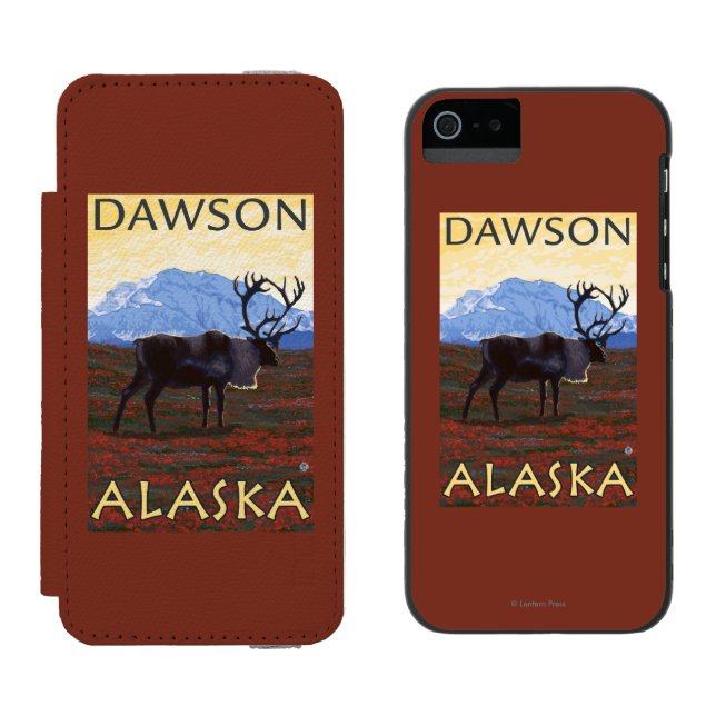 Caribouplats - Dawson, Alaska Incipio iPhone Wallet Skal (Sida vid Sida)