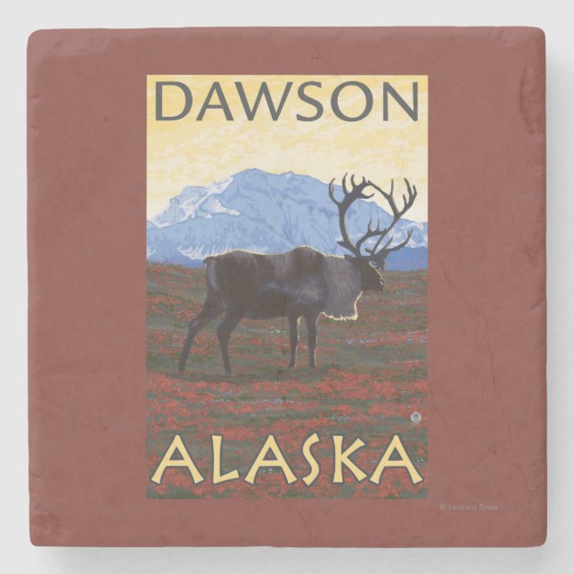 Caribouplats - Dawson, Alaska Stenunderlägg (Framsidan)