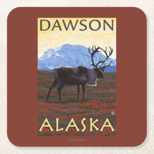 Caribouplats - Dawson, Alaska Underlägg Papper Kvadrat