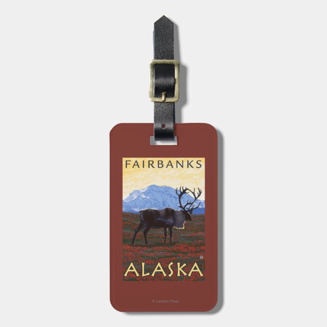 Caribouplats - Fairbanks, Alaska Bagagebricka (Vertikal Framsida)