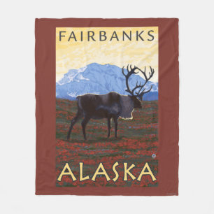 Caribouplats - Fairbanks, Alaska Fleecefilt