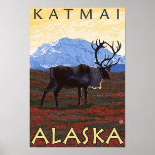 Caribouplats - Katmai, Alaska Poster
