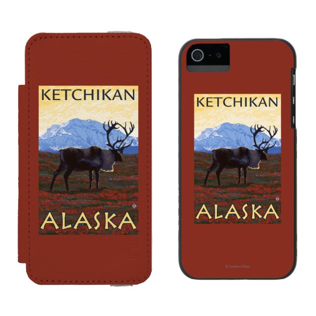 Caribouplats - Ketchikan, Alaska Incipio iPhone Wallet Skal (Sida vid Sida)