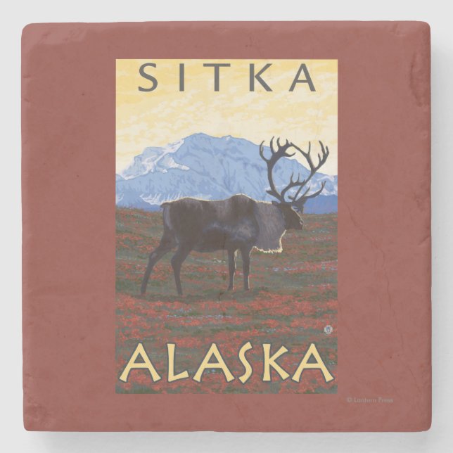 Caribouplats - Sitka, Alaska Stenunderlägg (Framsidan)