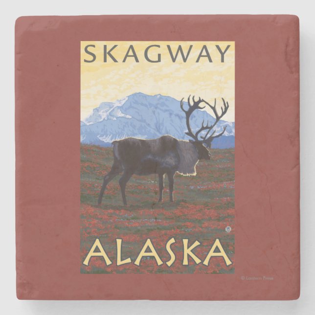 Caribouplats - Skagway, Alaska Underlägg Sten (Framsidan)