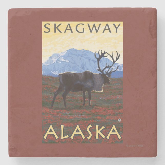 Caribouplats - Skagway, Alaska Underlägg Sten (Framsidan)