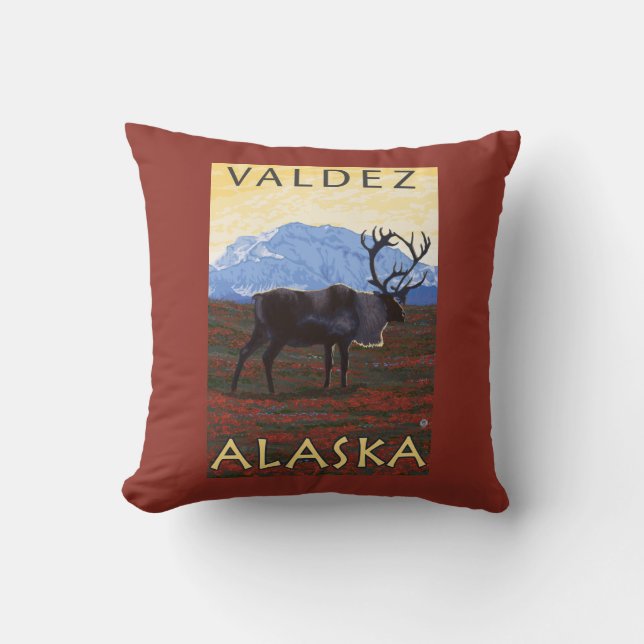 Caribouplats - Valdez, Alaska Kudde (Framsida)