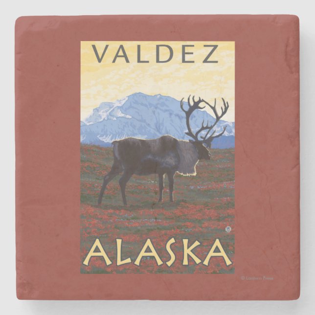 Caribouplats - Valdez, Alaska Stenunderlägg (Framsidan)