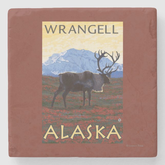 Caribouplats - Wrangell, Alaska Underlägg Sten (Framsidan)