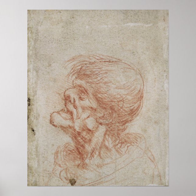 Caricature Head Study of an Old Man, 1500-05 Poster (Framsidan)