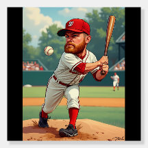 "'Caricature illustration of American baseball