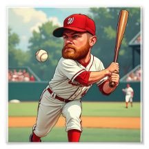 "'Caricature illustration of American baseball