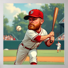 "'Caricature illustration of American baseball