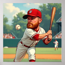 "'Caricature illustration of American baseball Poster