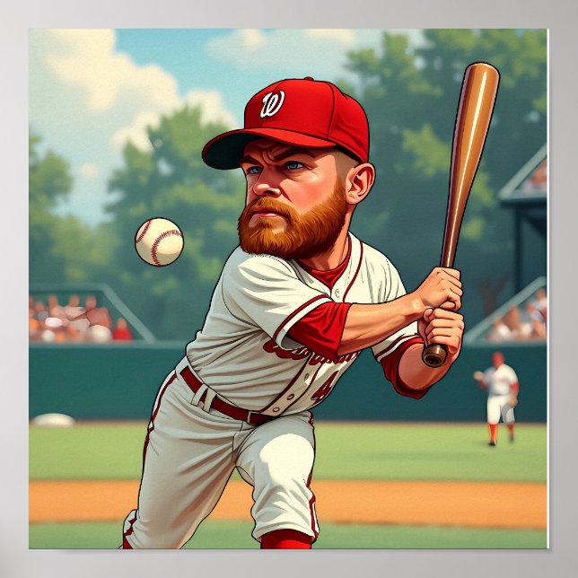 "'Caricature illustration of American baseball Poster (Framsidan)