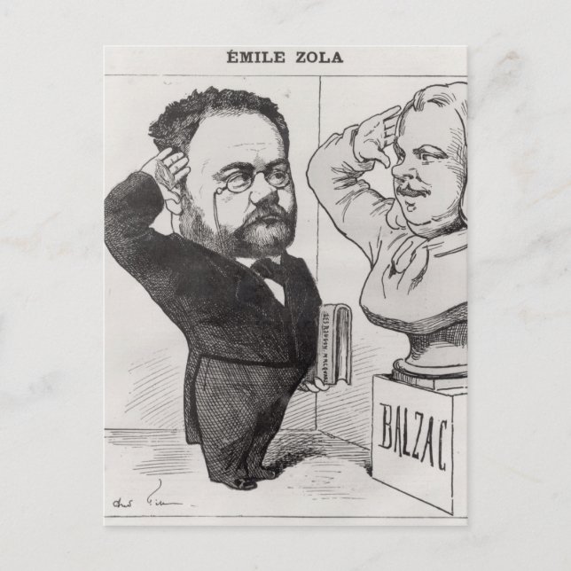 Caricature of Emile Zola Vykort (Framsida)