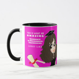 Caricature STUDENT Gift Brown Hair Ögon Mugg