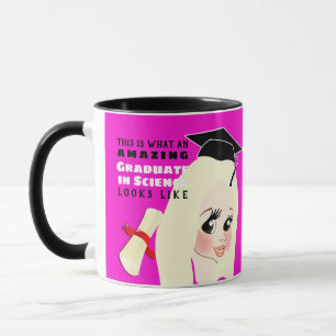 Caricature STUDENT Gift Female Blonde Hårbrun hårb Mugg