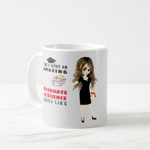 Caricature STUDENT Gift Female Brunette - Degree Kaffemugg