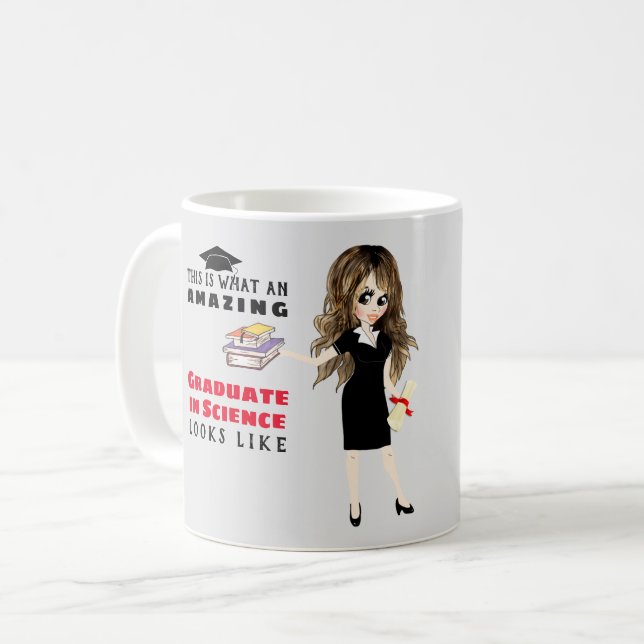 Caricature STUDENT Gift Female Brunette - Degree Kaffemugg (Framsida vänster)