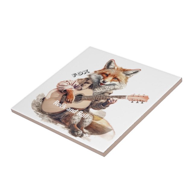 Caricature Tecknad Animal Fox A musical Kakelplatta (Sidan)