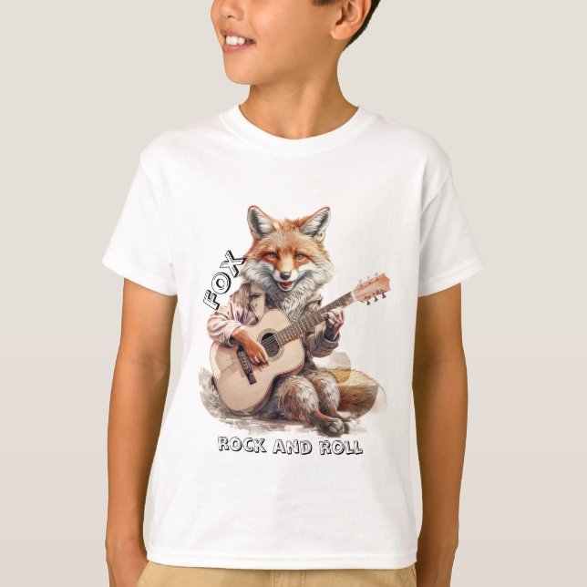 Caricature Tecknad Animal Fox A musical T Shirt (Framsida)