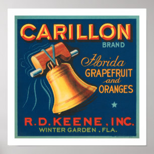 Carillonen brännmärker den Florida grapefrukten Poster