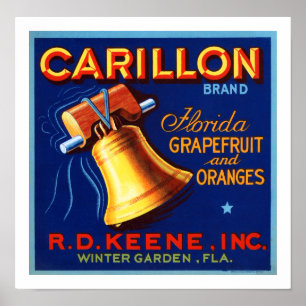 Carillonen brännmärker den Florida grapefrukten Poster
