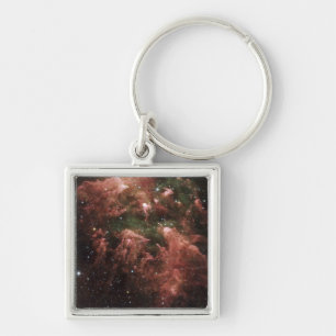 Carina Nebula Fyrkantig Silverfärgad Nyckelring