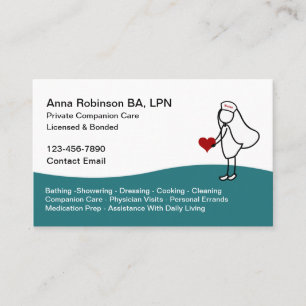 Caring Assion Care LPN Nurse Visitkort