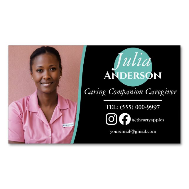 Caring Assion Caregiver Magnetiska Visitkort (Framsida)