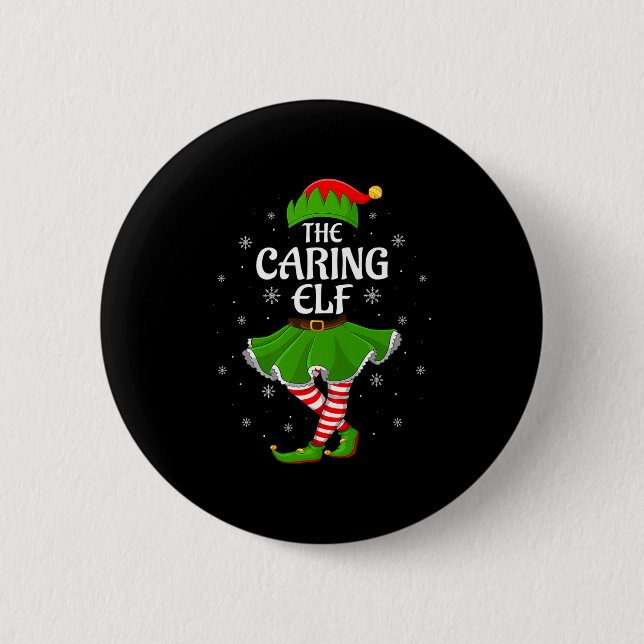 Caring Elf Christmas Family Girls Women Elf Squad  Knapp (Framsida)