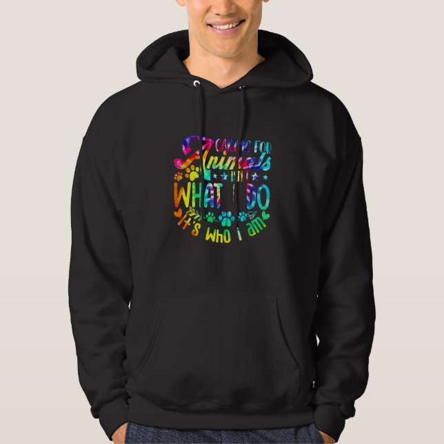 Caring For Animals Isn't What I Do Adopted Cat Dog Hoodie (Framsida)