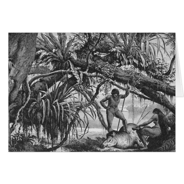 Caripuna indier med tapiren hälsningskort (Framsidan Horizontal)
