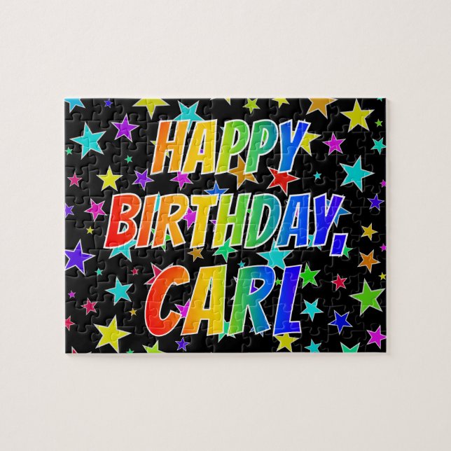 ’CARL’ First Namn, Roligt ’GRATTIS PÅ FÖDELSEDAGEN Pussel (Horisontell)