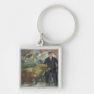 Carl Hagenbeck i hans Zoo, 1911 Fyrkantig Silverfärgad Nyckelring